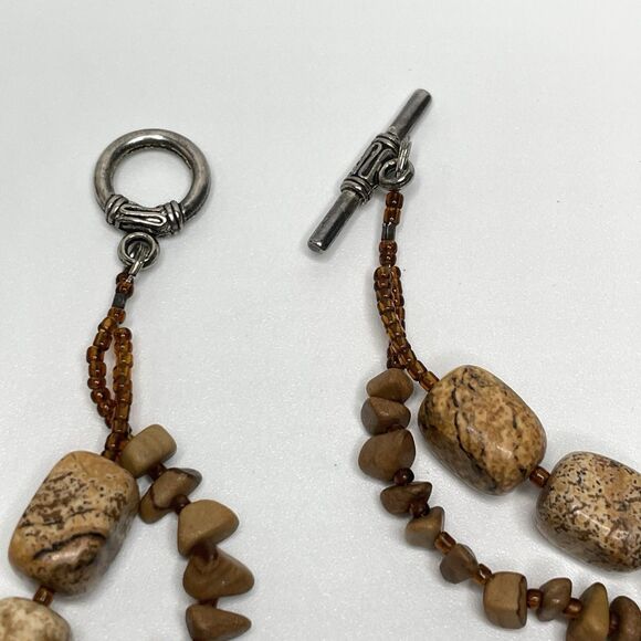Stunning Picture Jasper Beaded Statement Necklace Ethnic Boho Unique Layered - Picture 6 of 8